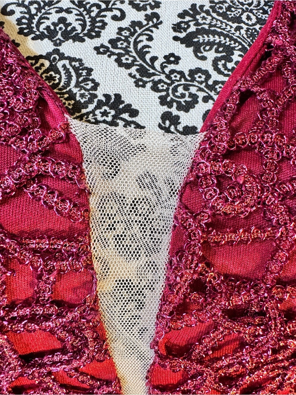 B. Darlin Glitter Lace Deep Red Fancy Strappy Formal Mini Dress size 2 - Picture 3 of 8